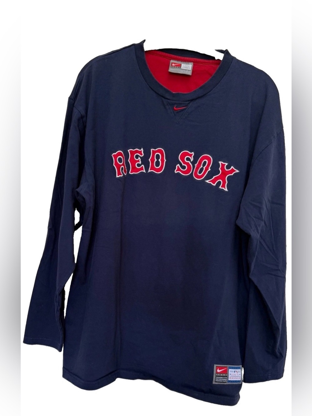 VINTAGE Boston Red Sox Men Shirt L Blue Center Logo Embroidered 90s